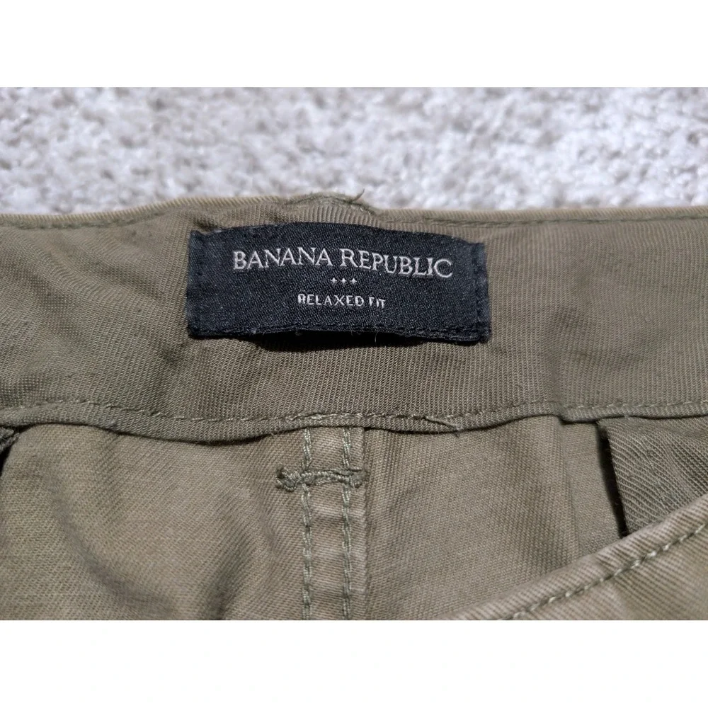 Banana Republic Mens Relaxed Fit Cargo‎ Pants Olive Green Cotton Twill 36x27